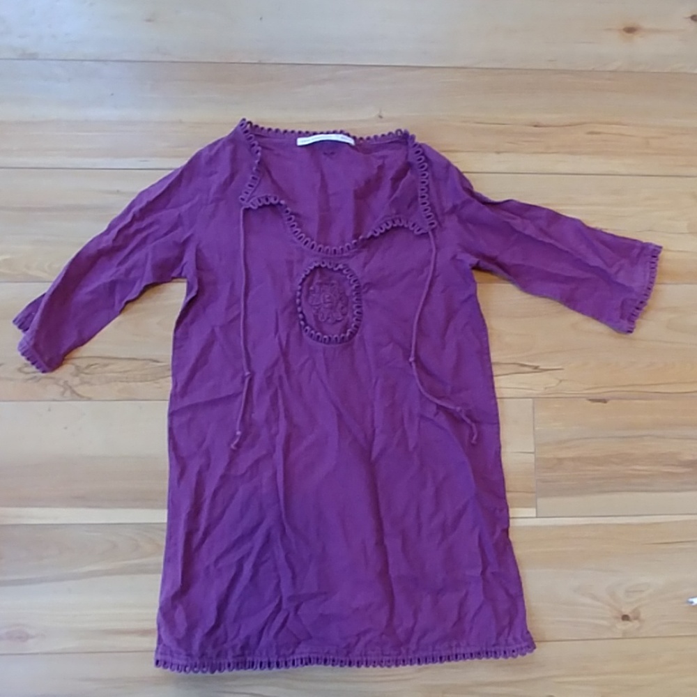 Anya Hindmarch beach cover-up shirt slip plum purple kid girls M 8-10